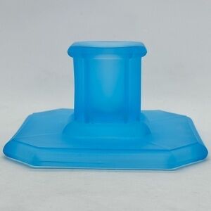Vintage Tiffin Blue Satin Square Candlestick Holder